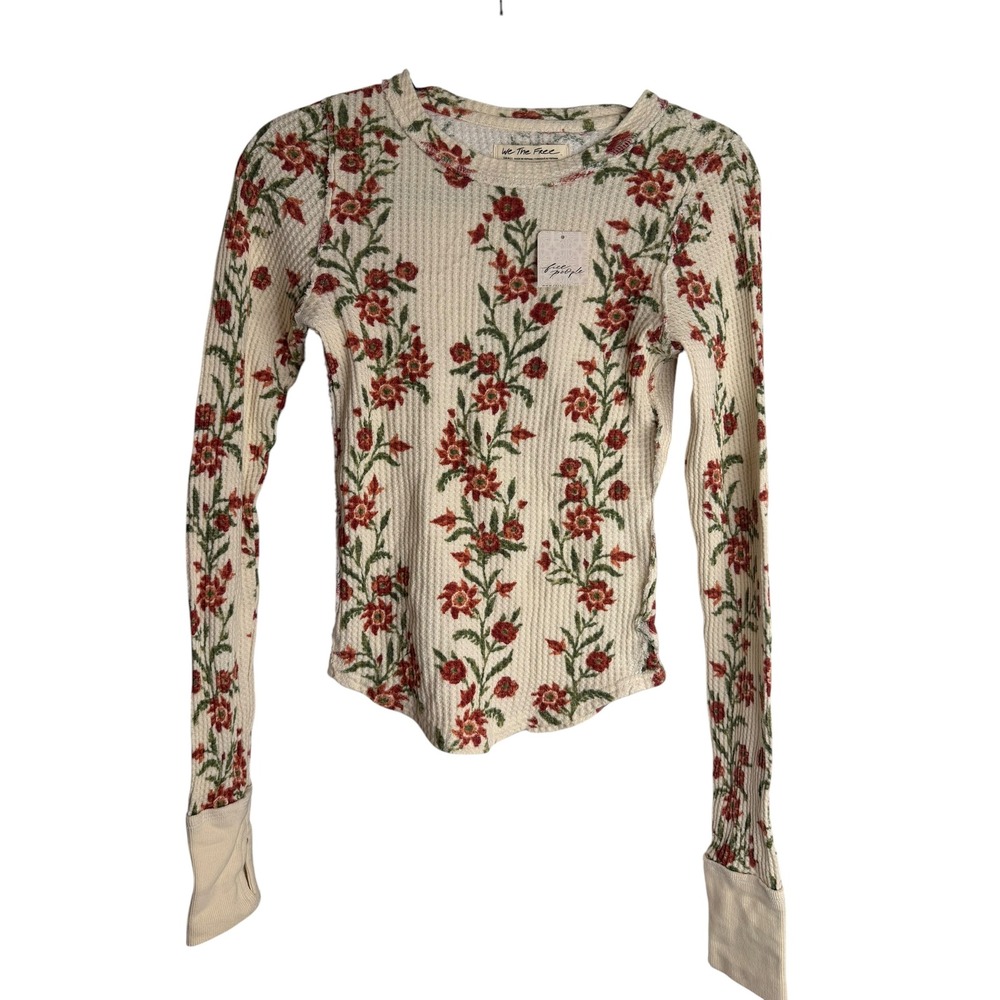 Free People We The Free Sand Combo Folk Vine Thermal Top OB1874365 Small